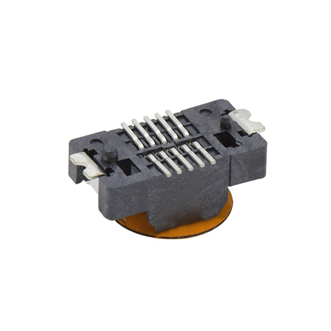 Board to Board 0.8mm 单槽4.5H带柱带地接片公座 10pin 黑色 镀半金 G/F，雾锡